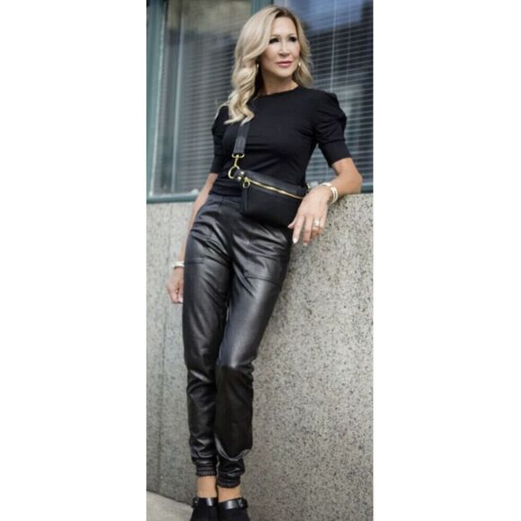 Spanx Faux black leather joggers SP - Picture 6 of 11